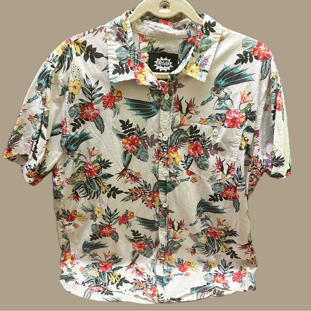 Marvel Batman DC Comics Tropical Floral Men's Shirt size XL youth size